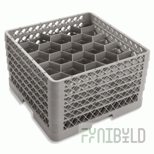 Vollrath TR11GGGGA-44 19 Inch Glass Compartment Dishwasher Rack with Extenders