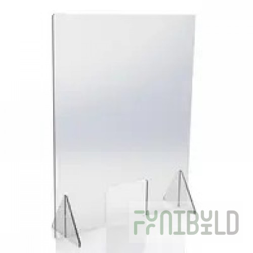 Cal Mil 22137-31 31-3/4 Inch Free-Standing Safety Shield With Window Plastic Clear