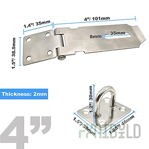 Winholt WH-PLH Padlock 304 Stainless Steel Security Hasp for Food Storage