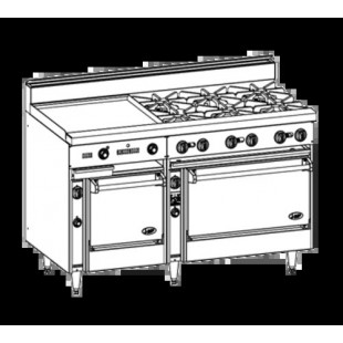 Jade Range JBR-10-2436C 60 Inch Gas Restaurant Range with 2 Ovens 10 Burners 300000 BTU