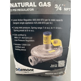 Dormont R625N42-0711-08 3/4 Inch Gas Regulator with Limiter 2psi Dormont R625N42-0711-08 3/4 Inch Gas Regulator with Limiter 2psi