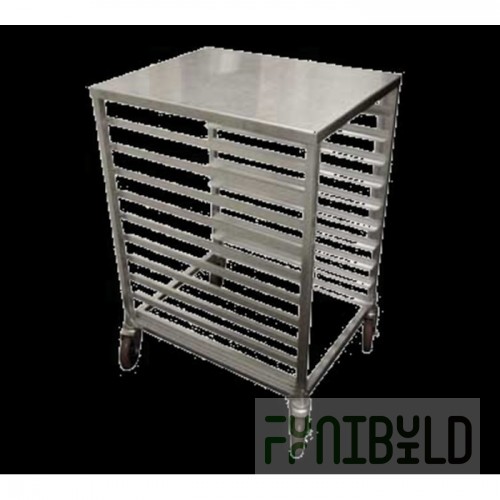 Winholt AL-1810H-SSTOP-LC 21 Inch Mobile Pan Rack Aluminum with Stainless Steel Top