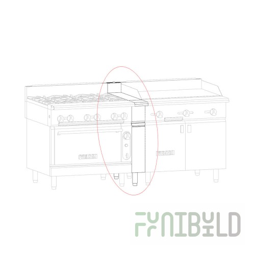 Vulcan VWT06B_LP 6 Inch Work Top with Spreader Base Stainless Steel Cabinet