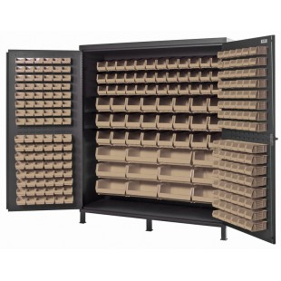 Quantum QSC-72CL 72 Inch Heavy-Duty Storage Cabinet with Clear Bins 14 Gauge