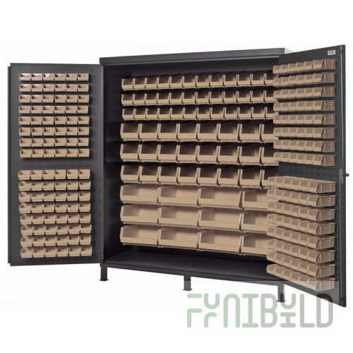 Quantum QSC-72CL 72 Inch Heavy-Duty Storage Cabinet with Clear Bins 14 Gauge