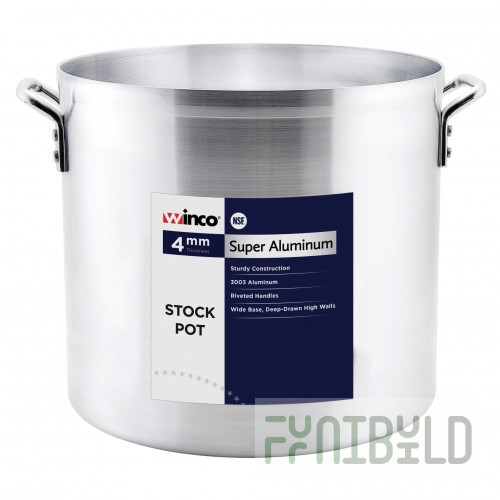 Winco AXS-16 16 Quart Round Stock Pot Without Cover Aluminum Reinforced