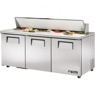True Refrigeration TSSU-72-18-ADA-HC~SPEC3 72 Inch Stainless Steel Refrigerated Counter 3 Section with Doors