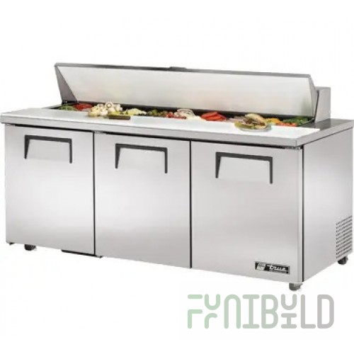 True Refrigeration TSSU-72-18-ADA-HC~SPEC3 72 Inch Stainless Steel Refrigerated Counter 3 Section with Doors