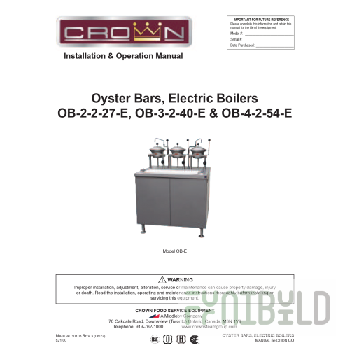 Crown Steam OB-4-2-54-E Electric Oyster Bar Kettle 54 Inch Cabinet Base with Spillage Sink