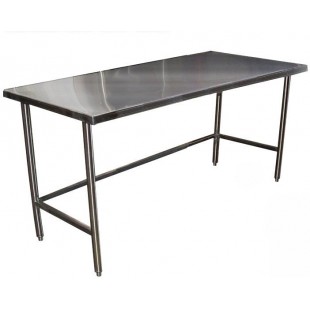 Winholt DTR-2496-14 96 Inch 14 Gauge Stainless Steel Work Table with Cross Rails