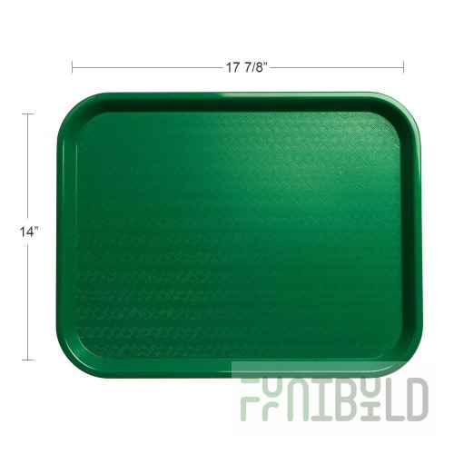 Carlisle CT141809 14 Inch Rectangular Café Tray with Drying and Stacking Lugs Green Polypropylene