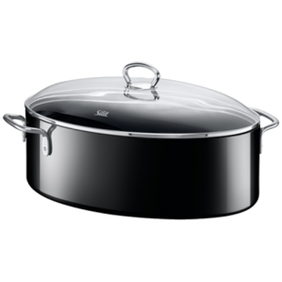 BauscherHepp 21.3618.6908 8.56 Qt Roasting Pan with Lid Stainless Steel Black