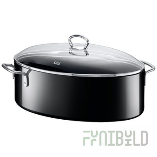 BauscherHepp 21.3618.6908 8.56 Qt Roasting Pan with Lid Stainless Steel Black
