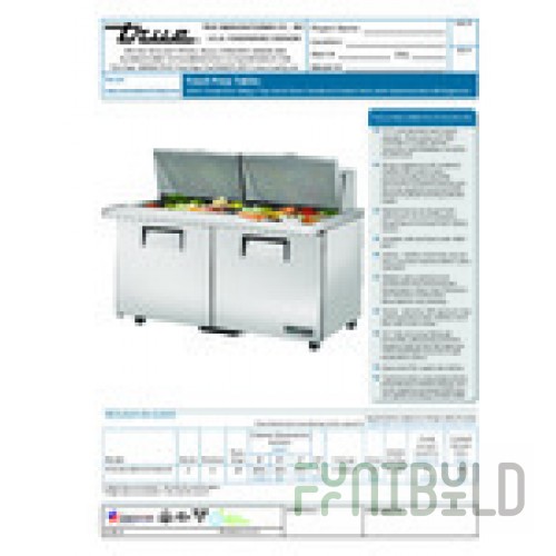 True Refrigeration TSSU-60-24M-B-ST-ADA-HC 60 Inch Stainless Steel Refrigerated Counter with 2 Section