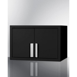 Summit CAB18SHORTBLK 18 Inch Wall Cabinet with Hinged Doors and Stainless Steel Handles Black Finish Summit CAB18SHORTBLK 18 Inch Wall Cabinet with Hinged Doors and Stainless Steel Handles Black Finish