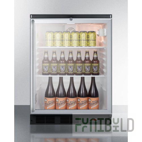 Summit SCR600BGLDTPUBSH 23 Inch Refrigerated Beer and Wine Merchandiser Floor Model Black
