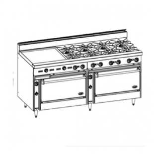 Jade Range JBR-72G_LP Gas 72 Inch Griddle Manual Controls Stainless Steel - 144000 BTU