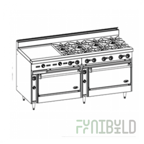 Jade Range JBR-72G_LP Gas 72 Inch Griddle Manual Controls Stainless Steel - 144000 BTU