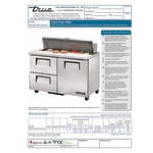 True Refrigeration TSSU-48-12D-2-ADA-HC_RH 48 Inch Stainless Steel Refrigerated Counter 2 Section