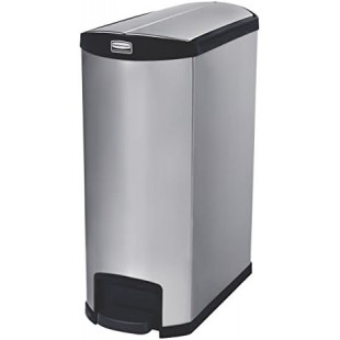 Rubbermaid Commercial Products 1902000 27 Inch Slim Jim Utility Container Stainless Steel Black with Hinged Lid and Step-on Pedal Rubbermaid Commercial Products 1902000 27 Inch Slim Jim Utility Container Stainless Steel Black with Hinged Lid and Step-on Pedal