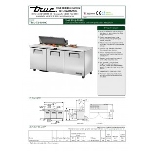 True Refrigeration TSSU-72-10-HC 72 Inch Commercial Refrigerated Counter and 3 Section True Refrigeration TSSU-72-10-HC 72 Inch Commercial Refrigerated Counter and 3 Section