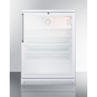 Summit SCR600GLTB 24 Inch Refrigerated Merchandiser Undercounter White Summit SCR600GLTB 24 Inch Refrigerated Merchandiser Undercounter White
