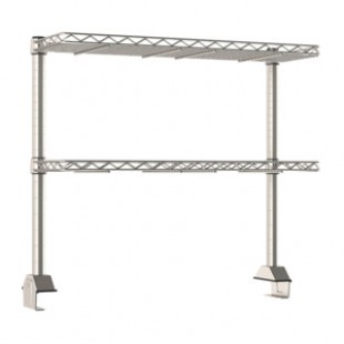 Metro TWR36-2DMS 36 Inch Work Center with 2 Rear Cantilevered Wire Overshelves Stainless Steel