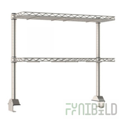 Metro TWR36-2DMS 36 Inch Work Center with 2 Rear Cantilevered Wire Overshelves Stainless Steel