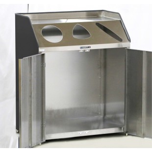 Lakeside 4415 38 Inch Waste and Recycle Station Metal 3 Stream with Chutes