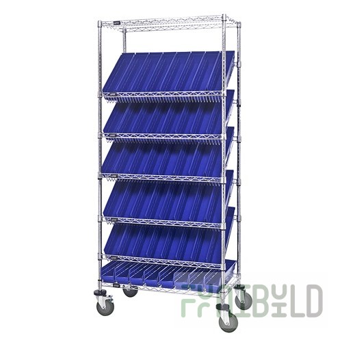 Quantum MWRS-7-103BL 36 Inch Mobile Bin Systems Unit with Chrome Finish