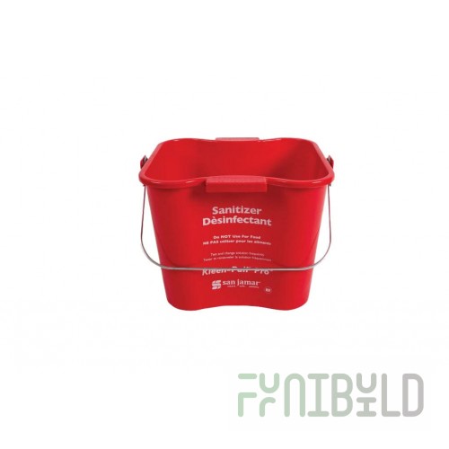 San Jamar KP256RD 8 Qt Red Bucket Ergonomic Bail Handle Design NSF