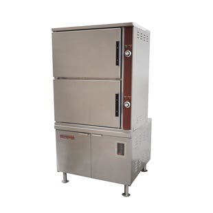 Crown Steam DCX-24 36 Inch Convection Steamer Direct Steam Stainless Steel 2 Compartment with 60 Minute Timer