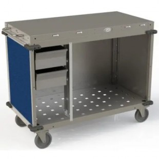 Cadco CBC-PHRX-L4 52 Inch Mobile Demo Cart Open Cabinet Base Stainless Steel Cadco CBC-PHRX-L4 52 Inch Mobile Demo Cart Open Cabinet Base Stainless Steel