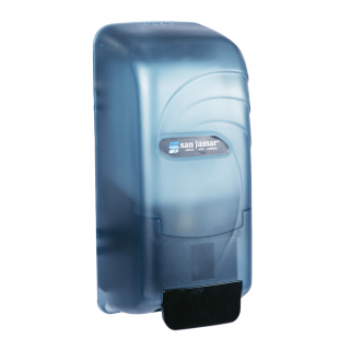 San Jamar S890TBL 4-1/2 Inch Manual Soap and Hand Sanitizer Dispenser Plastic Translucent Arctic Blue