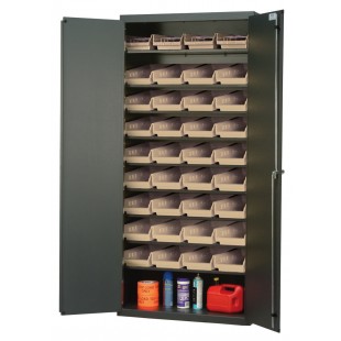 Quantum QPR-107CL 36 Inch Heavy-Duty Storage Cabinet 400 lb Capacity with Clear Bins