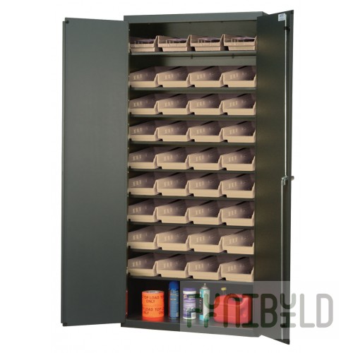 Quantum QPR-107CL 36 Inch Heavy-Duty Storage Cabinet 400 lb Capacity with Clear Bins