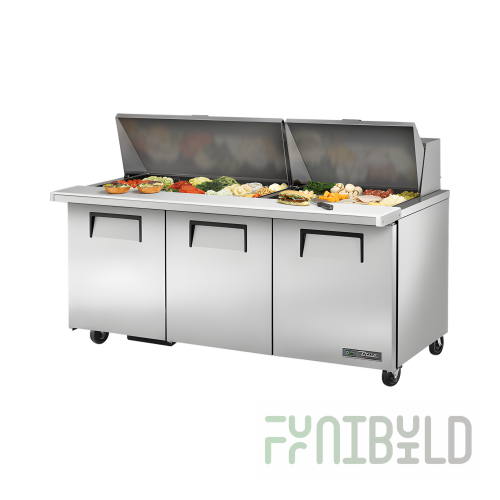 True Refrigeration TSSU-72-30M-B-ST-HC~SPEC3 72 Inch Countertop Refrigerated Unit with Insulated Covers