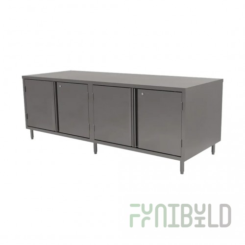 BK Resources CST-36120HL2 120 Inch Dual Access Cabinet Base with Hinged Doors and Locks