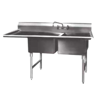 Winholt WS2T1618LD24 60 Inch Two Compartment Sink with Left-hand Drainboard Winholt WS2T1618LD24 60 Inch Two Compartment Sink with Left-hand Drainboard