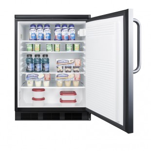 Summit FF7LBLKSSTB 24 Inch Undercounter Refrigerator 5.5 cu ft Freestanding Black and Stainless Steel Summit FF7LBLKSSTB 24 Inch Undercounter Refrigerator 5.5 cu ft Freestanding Black and Stainless Steel