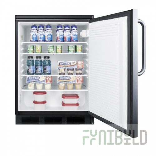 Summit FF7LBLKSSTB 24 Inch Undercounter Refrigerator 5.5 cu ft Freestanding Black and Stainless Steel