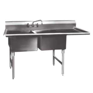 Winholt WS2T1618RD24 60 Inch Sink Two Compartment with Right-hand Drainboard Winholt WS2T1618RD24 60 Inch Sink Two Compartment with Right-hand Drainboard