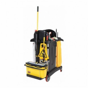 Rubbermaid 1784284 48 Inch Janitor Cart Kit with Accessories Black Steel
