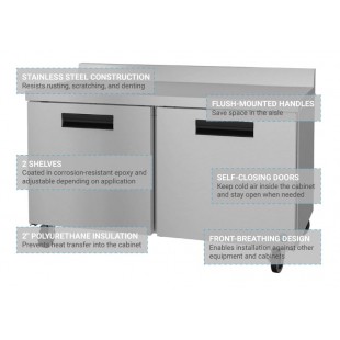 Hoshizaki WR60A-01 60 Inch Two-section Refrigerated Counter Work Top Stainless Steel