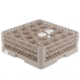 Vollrath TR13GGG-19 19-3/4 Inch Dishwasher Rack Glass and Stemware 20 Compartments Beige Co-Polymer