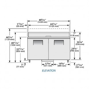 True Refrigeration TSSU-48-12-ADA-HC~SPEC3 48 Inch Refrigerated Counter 2 Section with Stainless Steel Finish