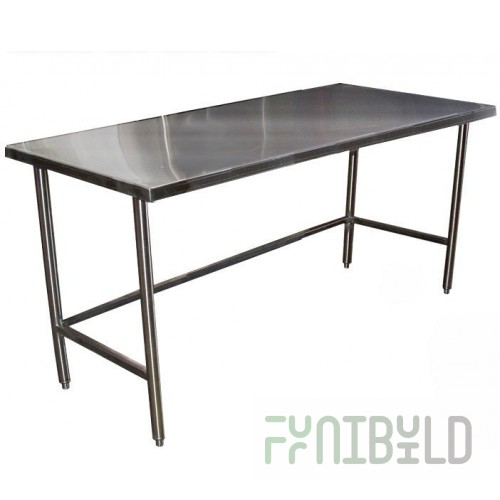 Winholt DTR-3096-14 96 Inch Stainless Steel Work Table Open Base NSF