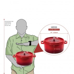 GET Enterprises CA-006-R/BK 6-1/2 Qt Induction Dutch Oven Cast Aluminum Red with Lid