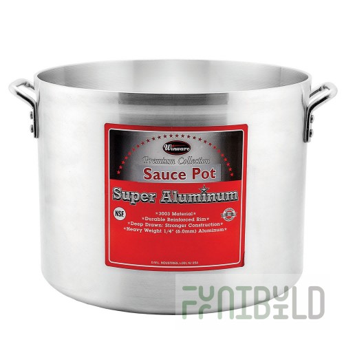 Winco AXAP-40 40 Quart Sauce Pot Aluminum Round Riveted Handles