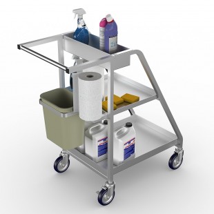 Winholt D-2032-MP 20-1/2 Inch Sanitizing Cart with 1 Top Tray Aluminum Construction